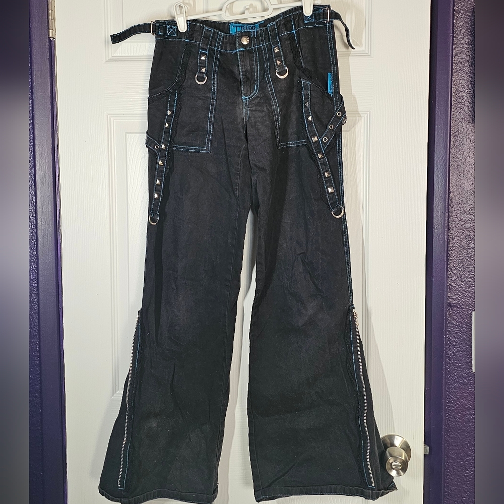 2010 Tripp NYC Black Pants with Lace And Teal Blue Accents